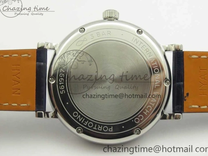 MIROTIME 1224 Fashionable Portofino IW458101 Diamond Bezel SS MK 1:1 Best Edition Blue Dial On Blue Leather Strap MIYOTA 7169